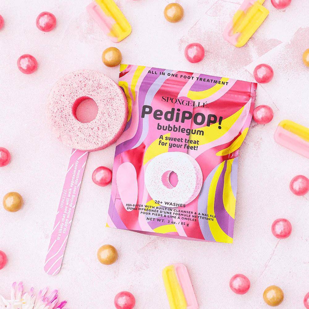 Spongelle Pedi Pop Bubblegum Foot Buffer &amp; Nail File 85 g (20+ Uses) - Beauty Tribe