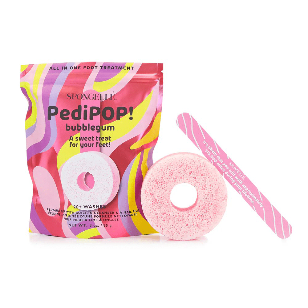 Spongelle Pedi Pop Bubblegum Foot Buffer &amp; Nail File 85 g (20+ Uses) - Beauty Tribe
