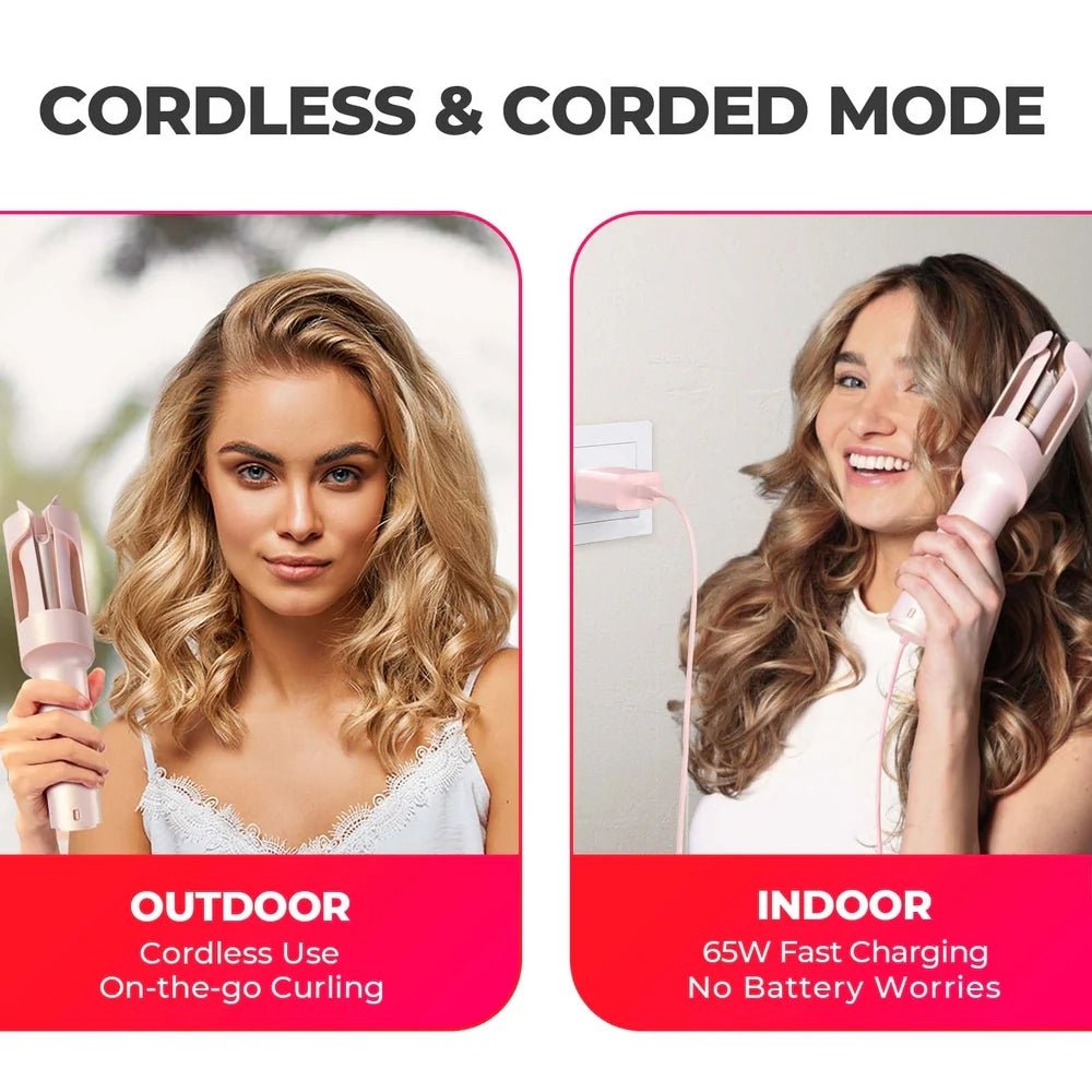 Tymo Curlgo Cordless Auto Curling Iron - Pink - Beauty Tribe