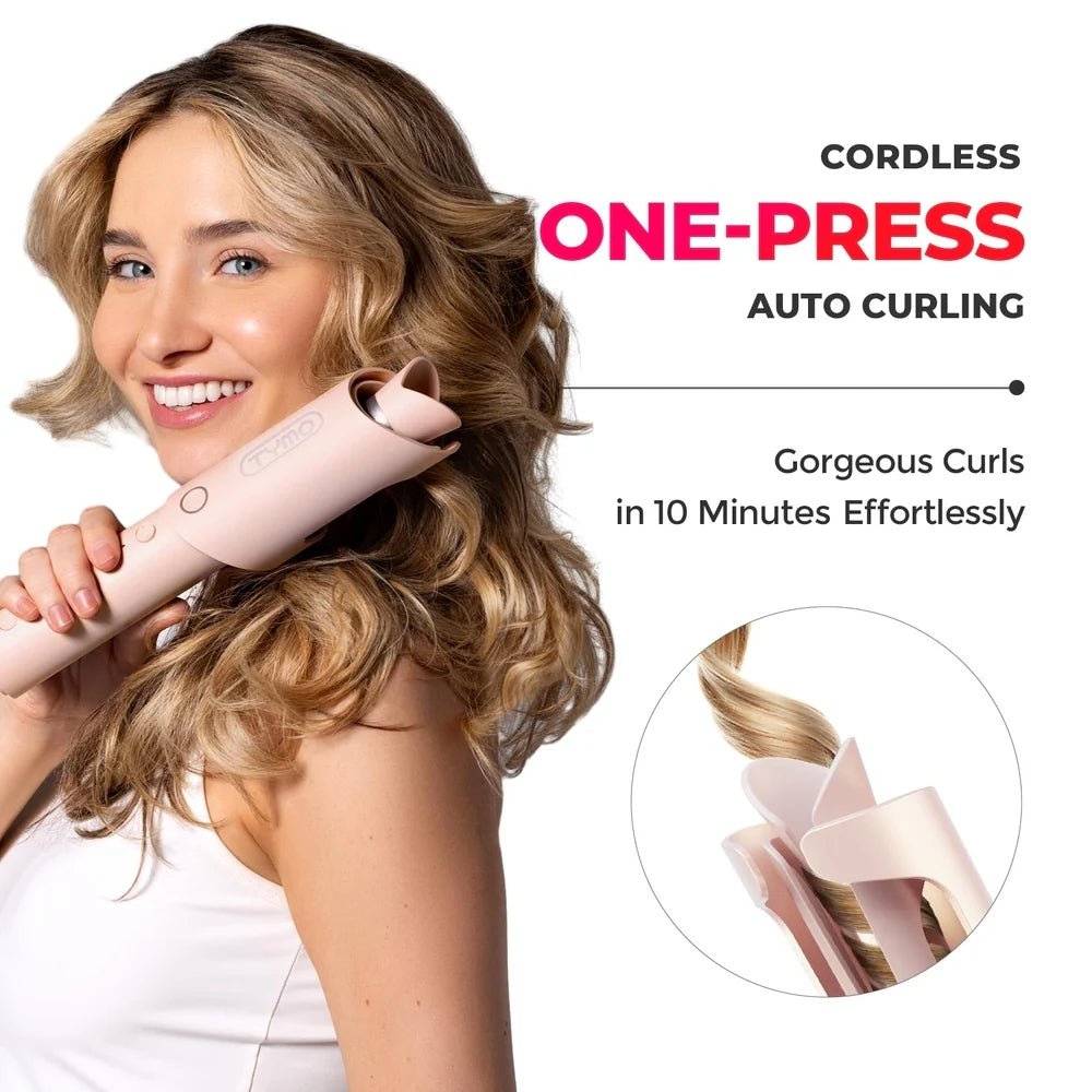Tymo Curlgo Cordless Auto Curling Iron - Pink - Beauty Tribe
