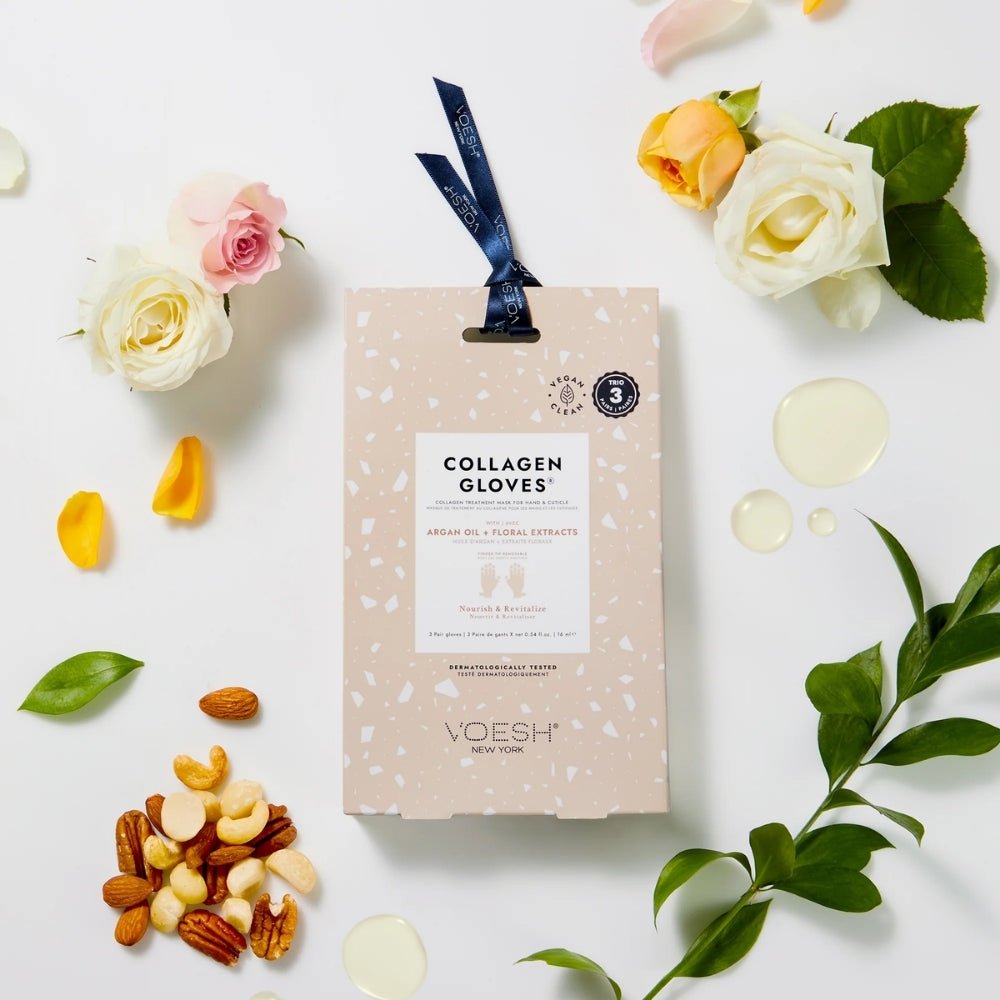 Voesh Collagen Gloves Trio - Argan Oil & Floral Extract (3 Pairs) - Beauty Tribe
