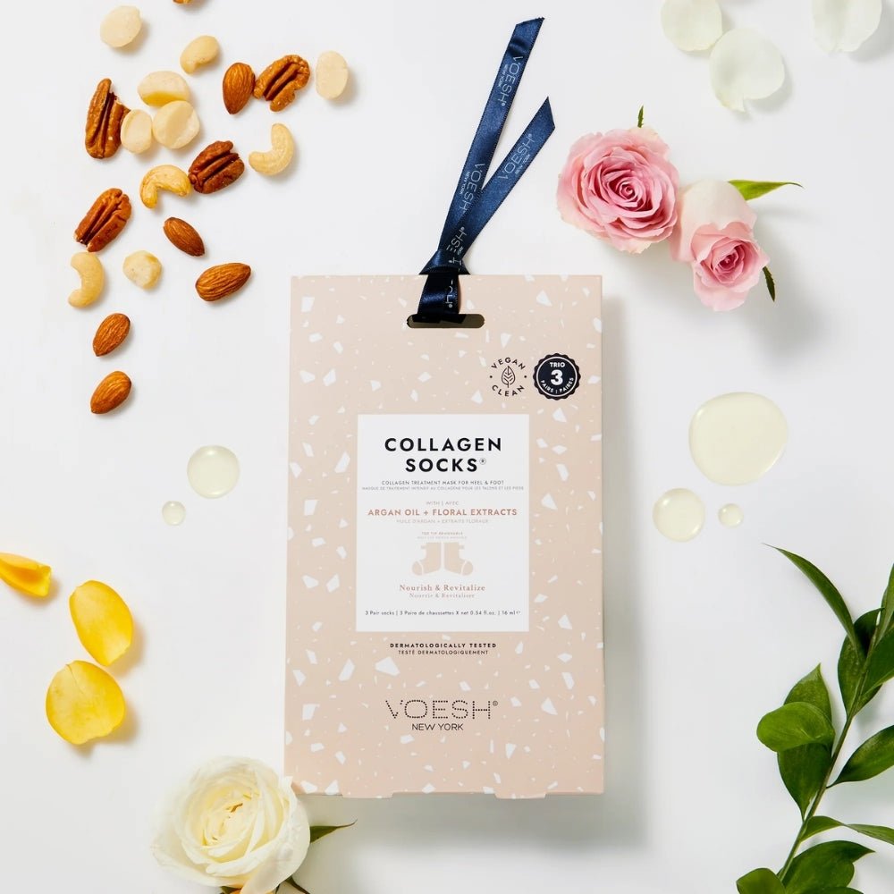 Voesh Collagen Socks Trio - Argan Oil & Floral Extract (3 Pairs) - Beauty Tribe
