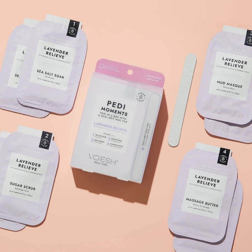 Voesh Pedi Moments Duo - 4 Step - Lavender Relieve Kit (2 Sets) - Beauty Tribe