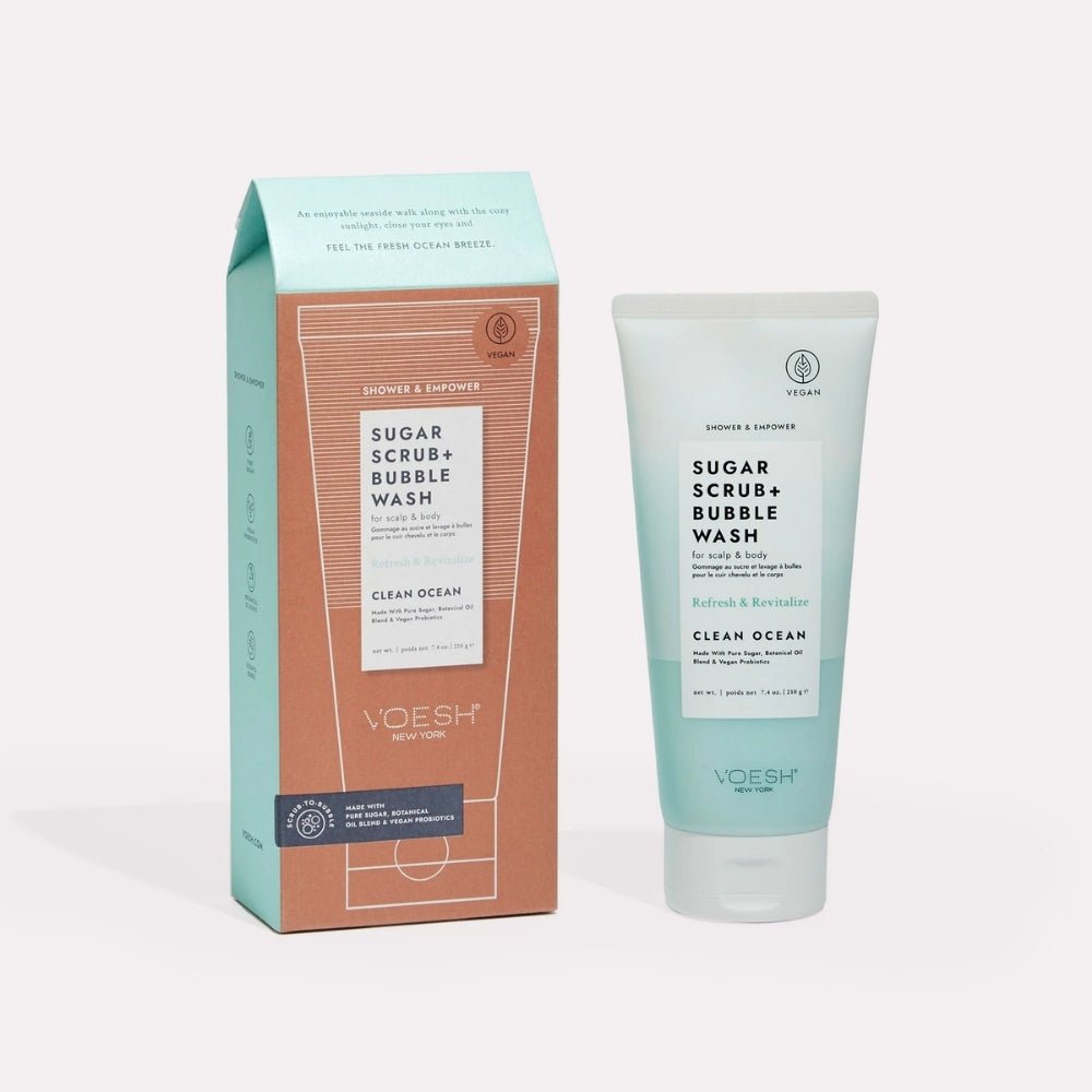 Voesh Sugar Scrub & Bubble Wash - Clean Ocean 210g - Beauty Tribe