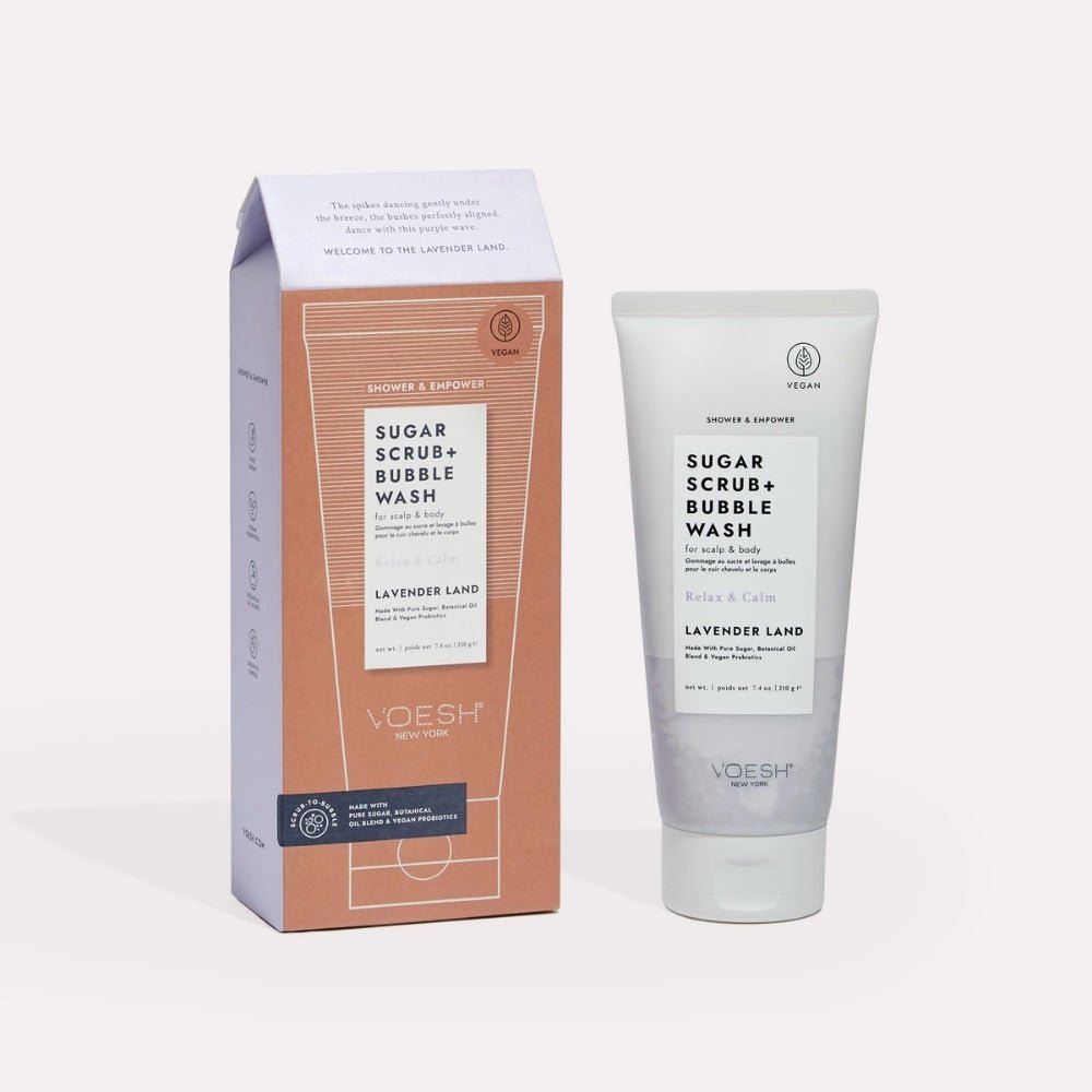 Voesh Sugar Scrub & Bubble Wash - Lavender Land 210g - Beauty Tribe