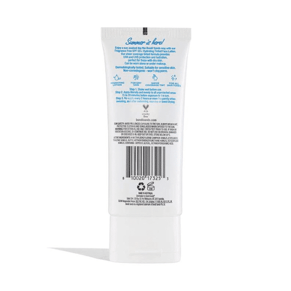 Bondi Sands SPF Fragrance Free 50+ Face Tinted - Hydrated 75ml