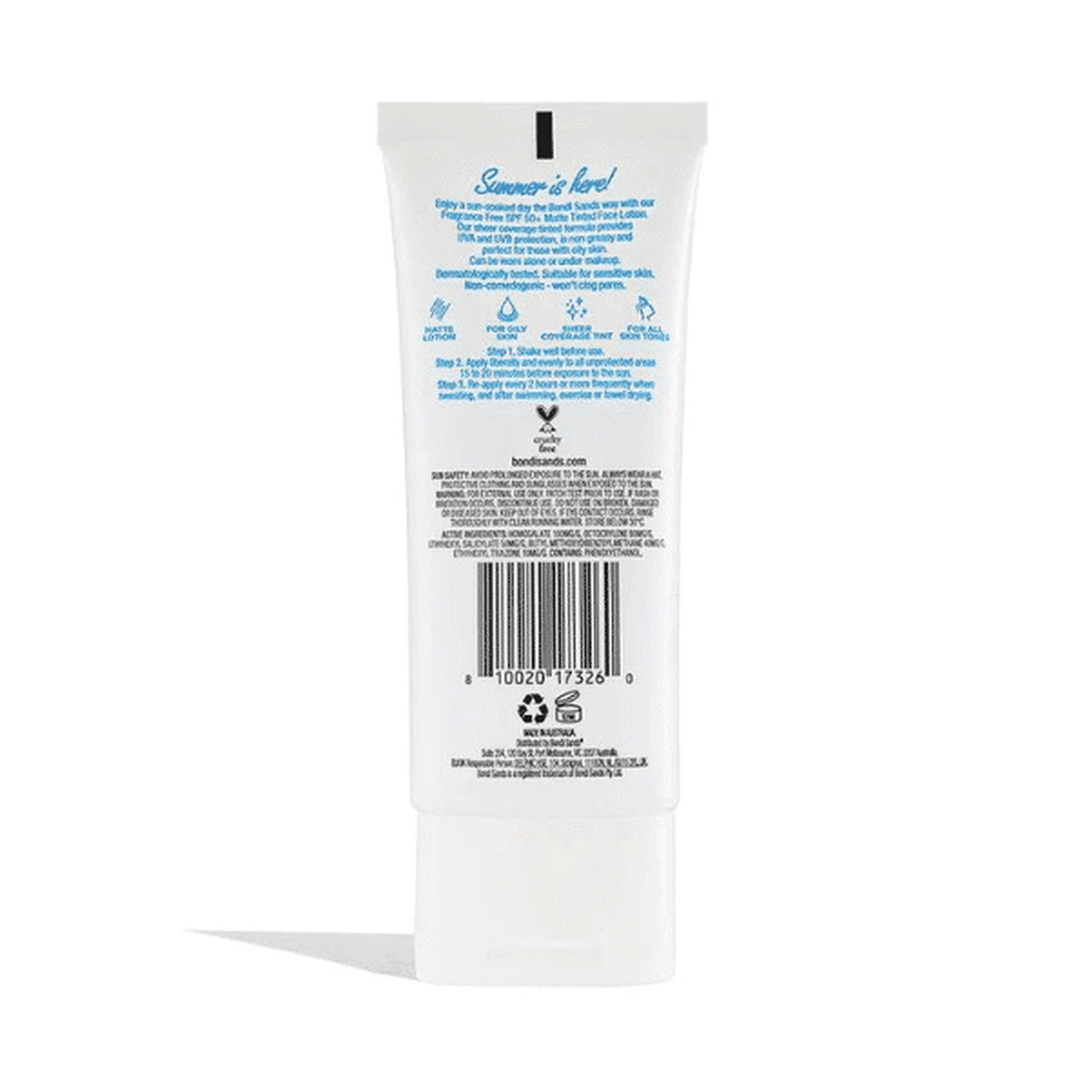 Bondi Sands SPF Fragrance Free 50+ Face Tinted - Matte 75ml