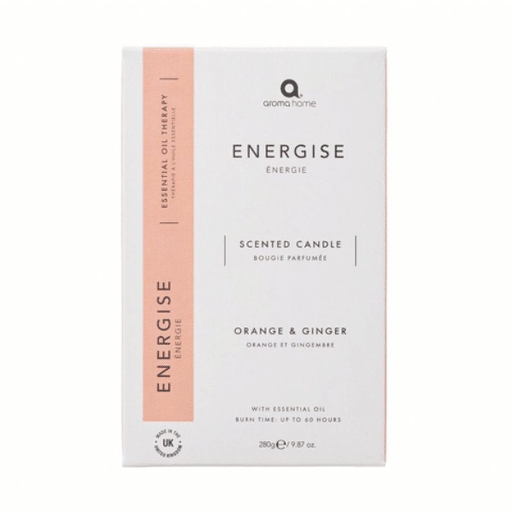 Aroma Home Energise Candle - Orange &amp; Ginger Essential Oil 280g