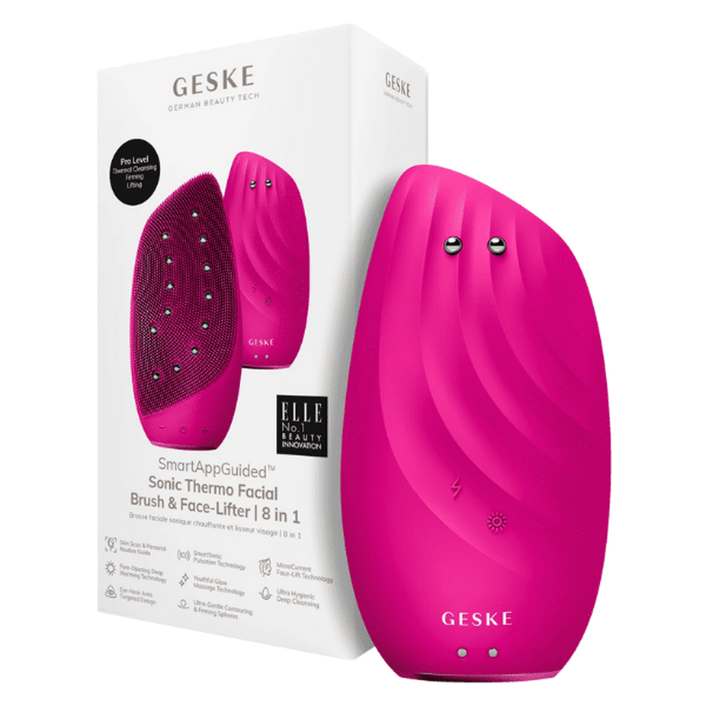 Geske Sonic Thermo Facial Brush &amp; Face lifter 8 in 1 Magenta