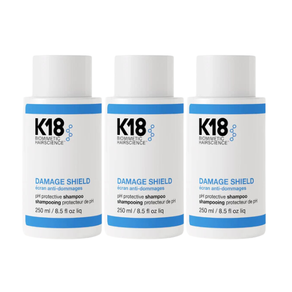 K18 Damage Shield Protective Shampoo 250ml 3 Pack Set