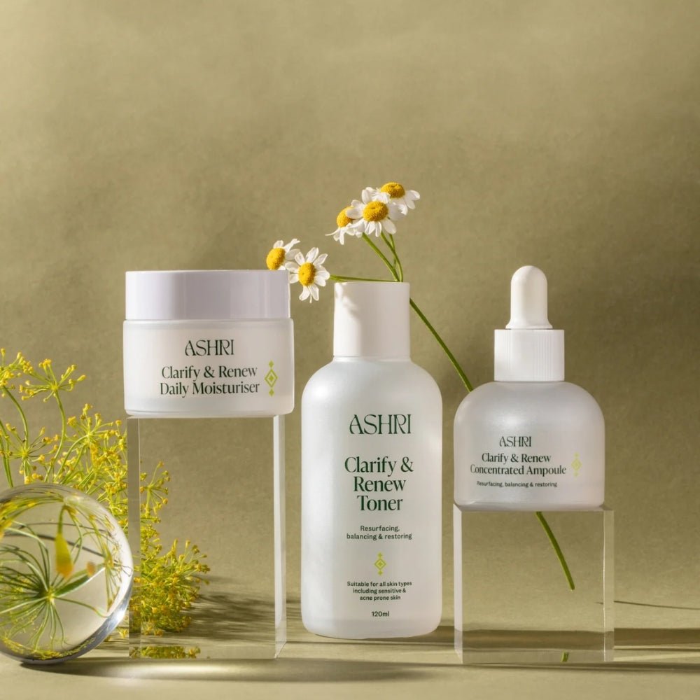 Ashri Skin Clarify &amp; Renew Trio (Toner+Ampoule+Moisturiser) - Beauty Tribe