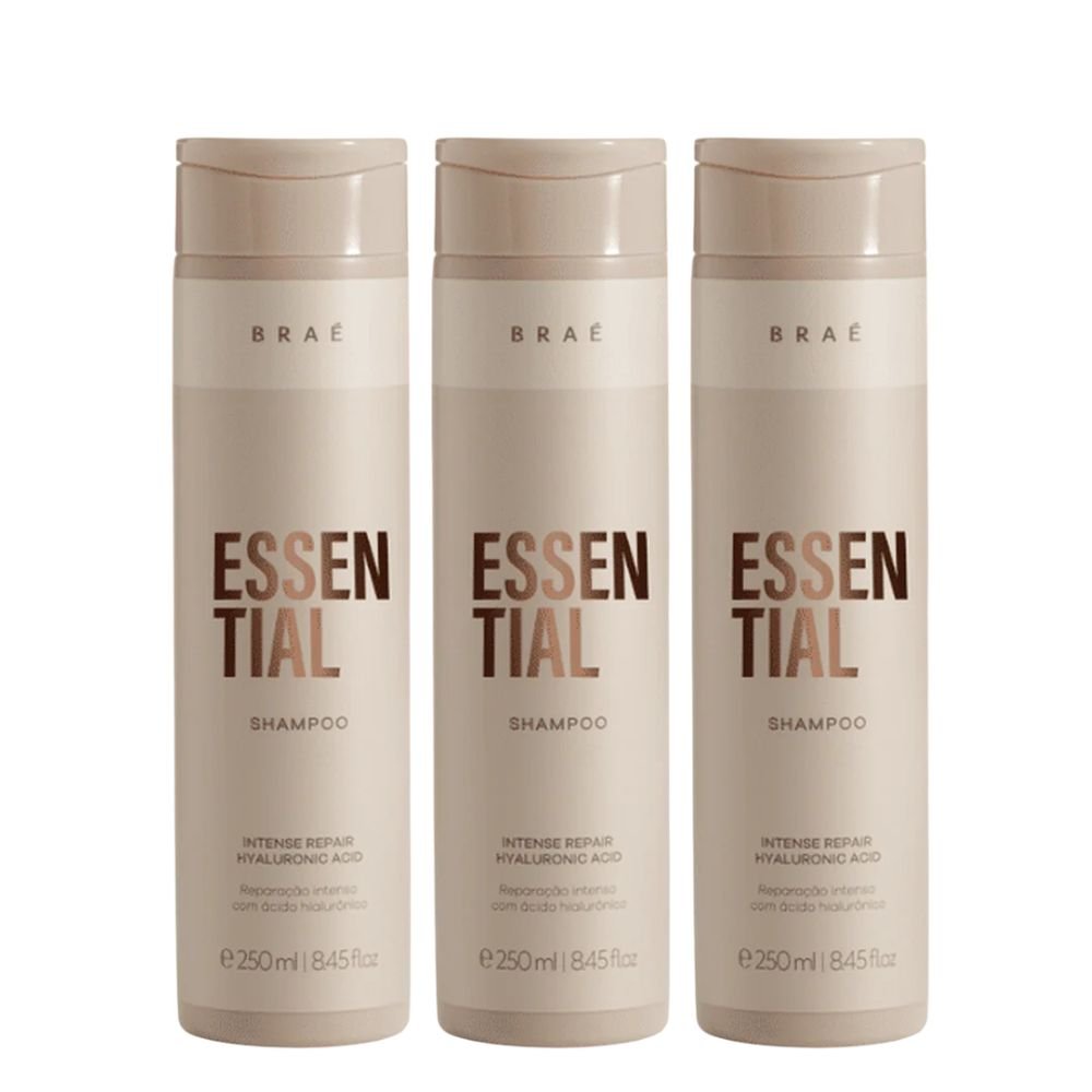 BRAÉ Essential Hyaluronic Acid Shampoo 250ml 3 Pack Set - Beauty Tribe