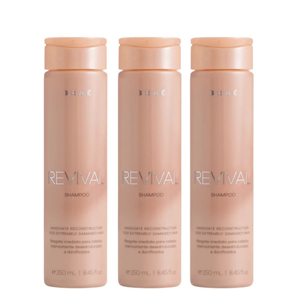 BRAÉ Revival Deep Reconstruction Shampoo 250ml 3 Pack Set - Beauty Tribe