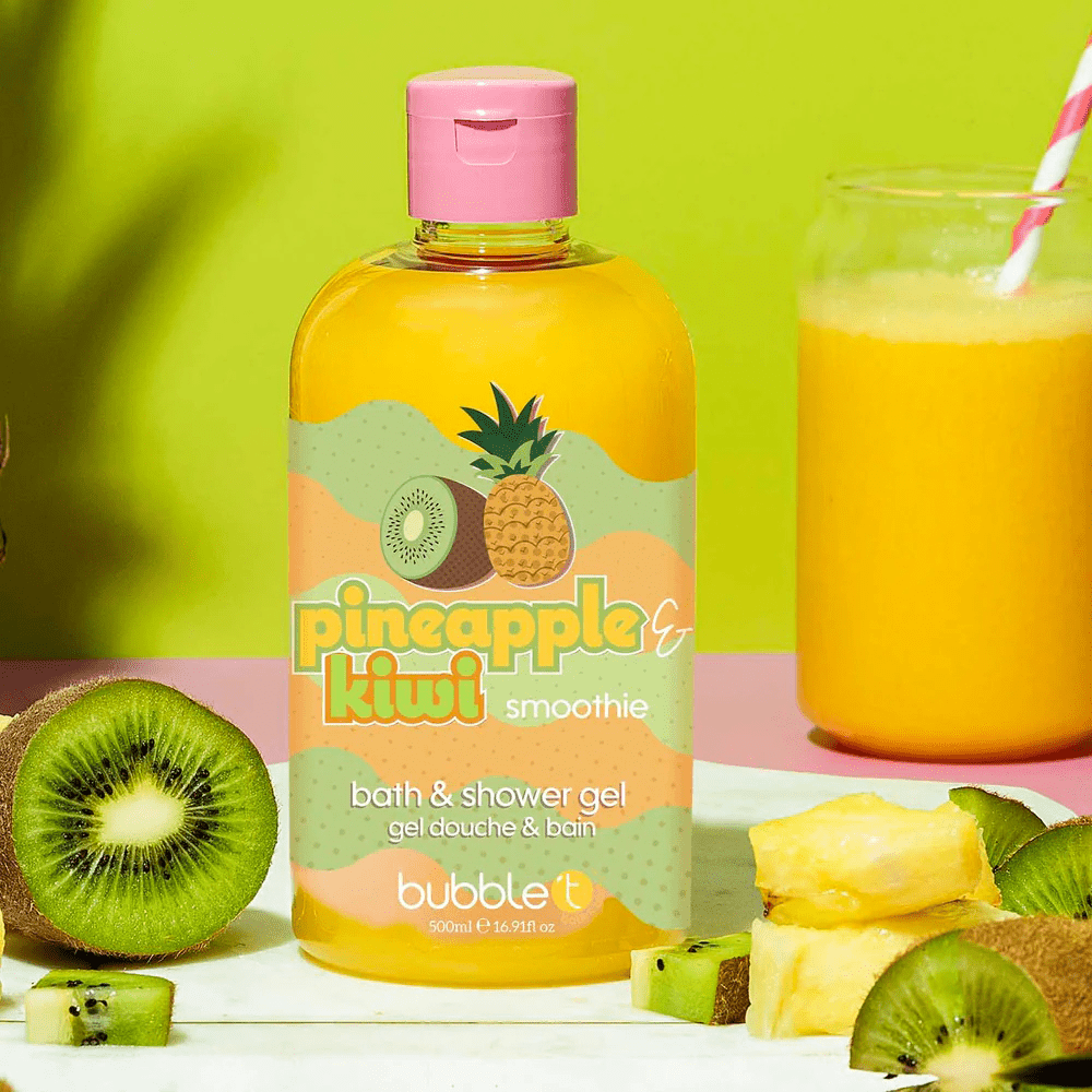 Bubble T Bath &amp; Shower Gel In Pineapple &amp; Kiwi 500ml - Beauty Tribe