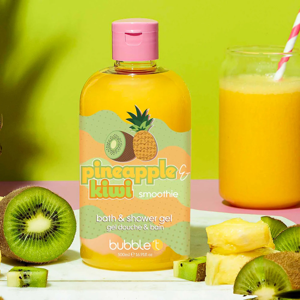 Bubble T Bath &amp; Shower Gel In Pineapple &amp; Kiwi 500ml