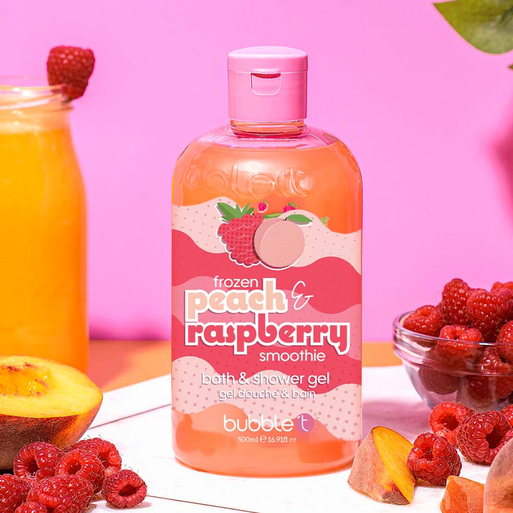 Bubble T Bath &amp; Shower Gel Peach &amp; Raspberry 500ml