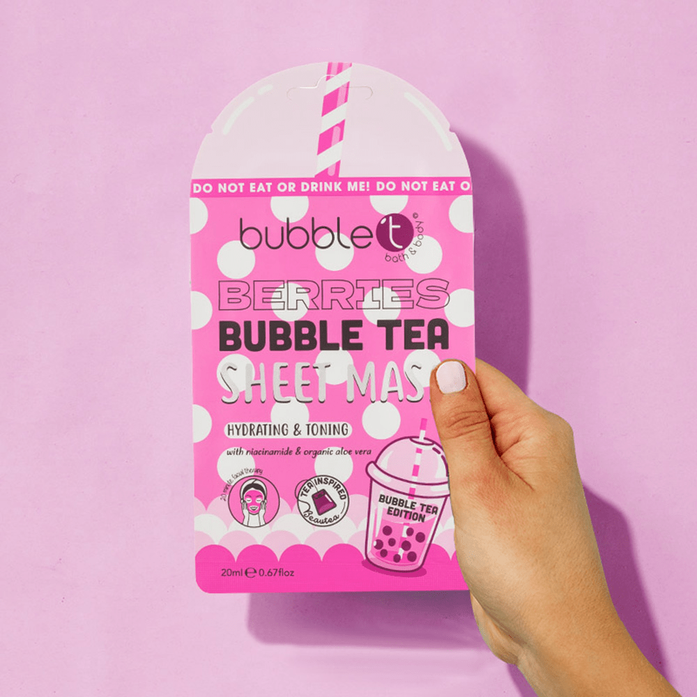 Bubble T Face Sheet Mask Berries With Aloe Vera &amp; Niacinamide 20ml - Beauty Tribe