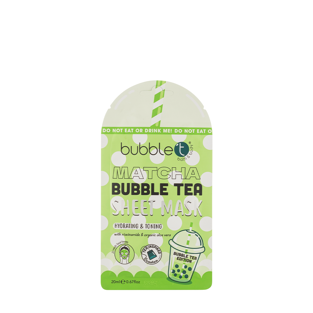 Bubble T Face Sheet Mask Matcha With Aloe Vera &amp; Niacinamide 20ml