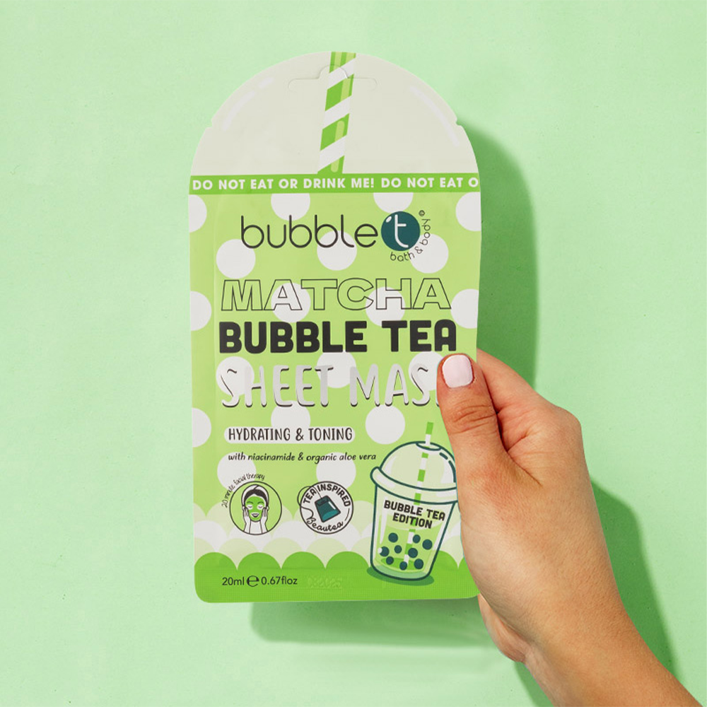 Bubble T Face Sheet Mask Matcha With Aloe Vera &amp; Niacinamide 20ml