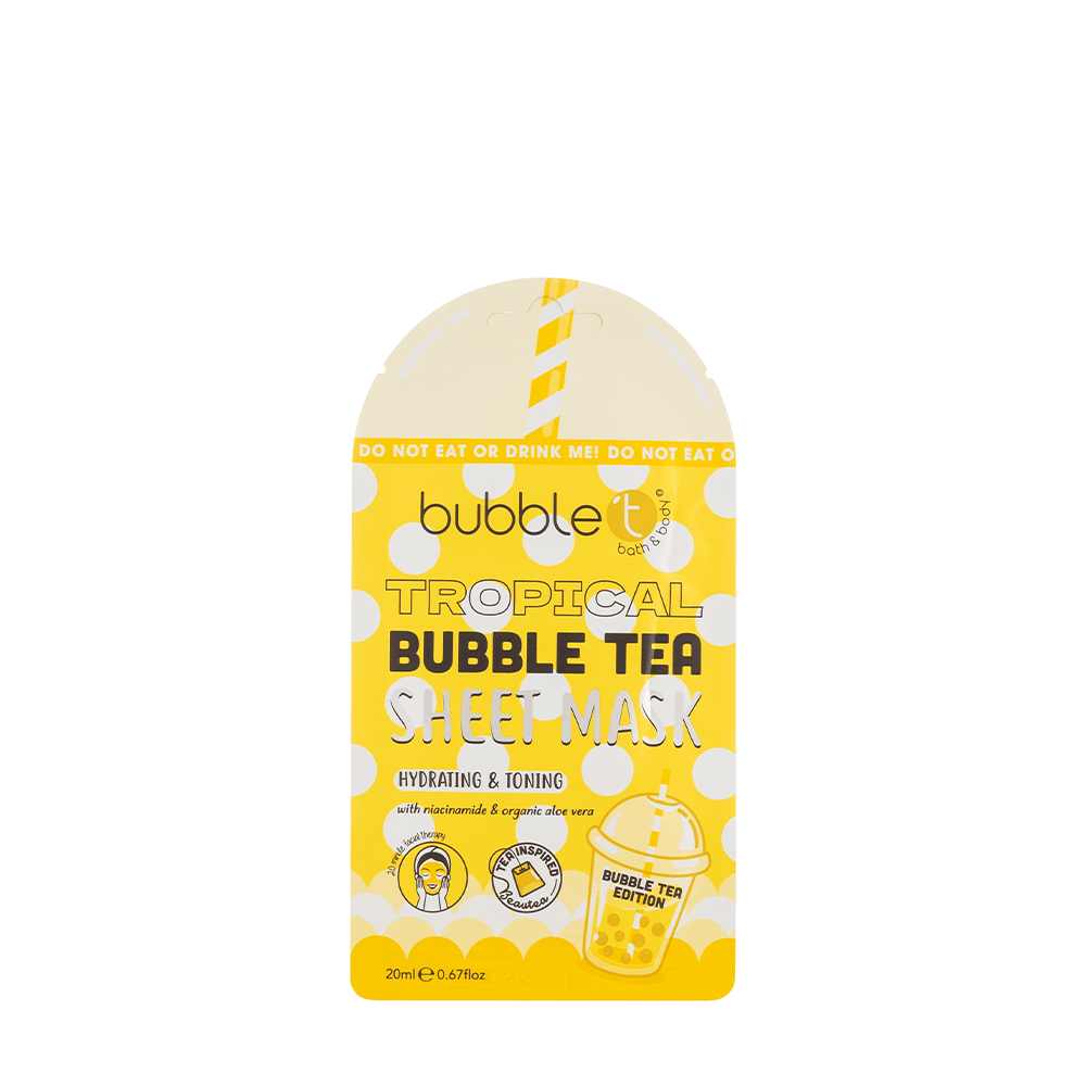 Bubble T Face Sheet Mask Tropical With Aloe Vera &amp; Niacinamide 20ml - Beauty Tribe