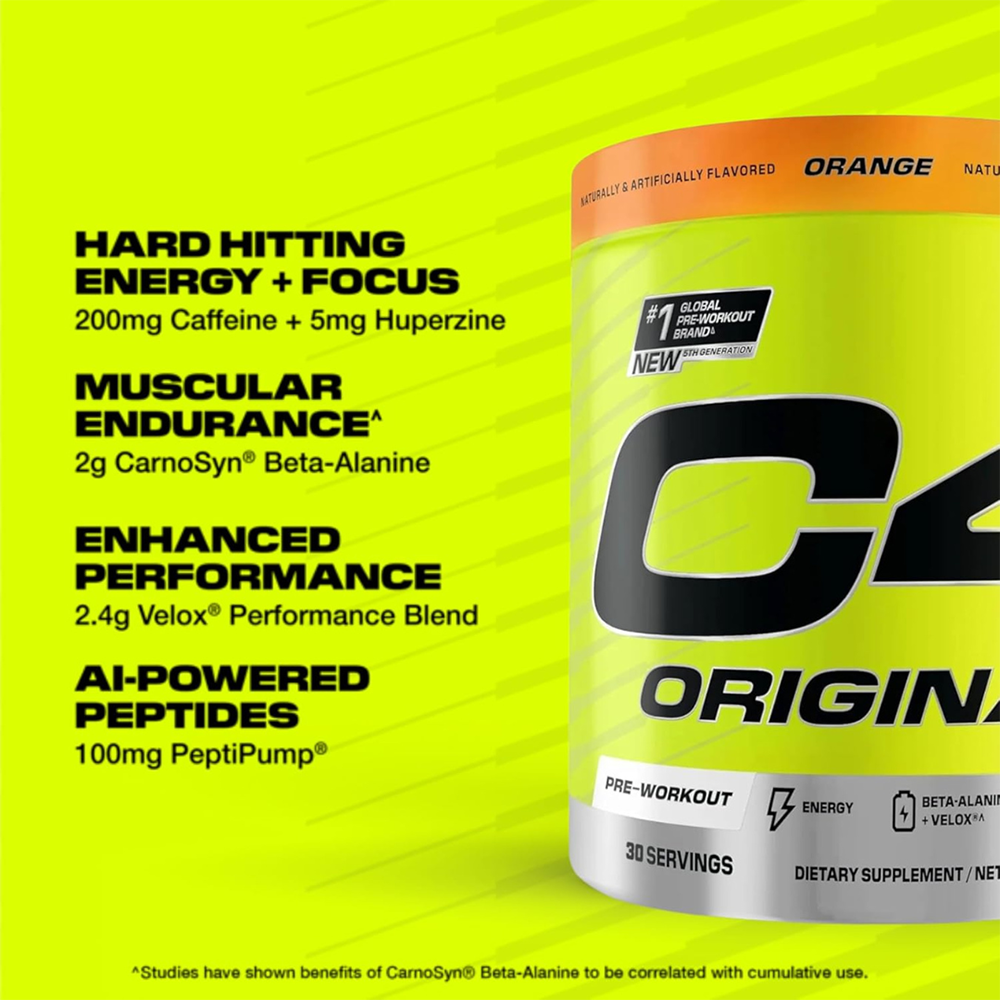 C4 Original Pre Workout Powder Orange Burst Flavor – 30 Servings