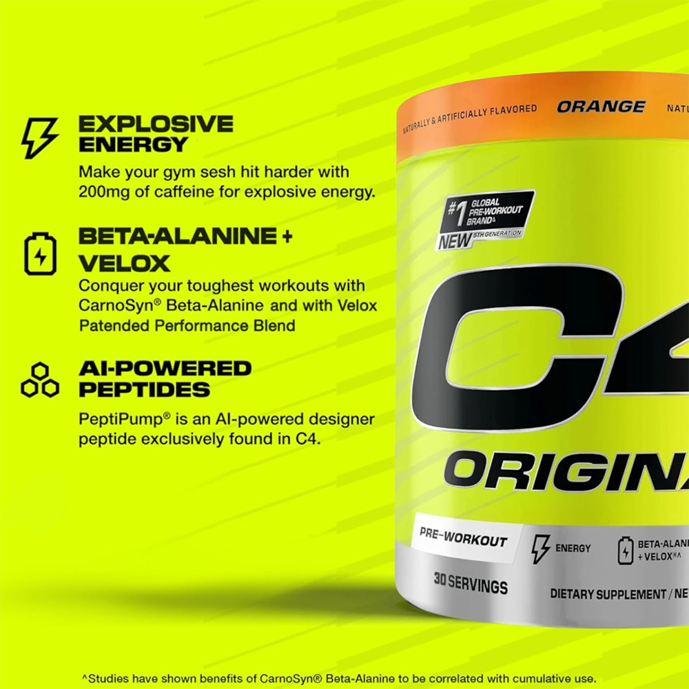 C4 Original Pre Workout Powder Orange Burst Flavor – 30 Servings