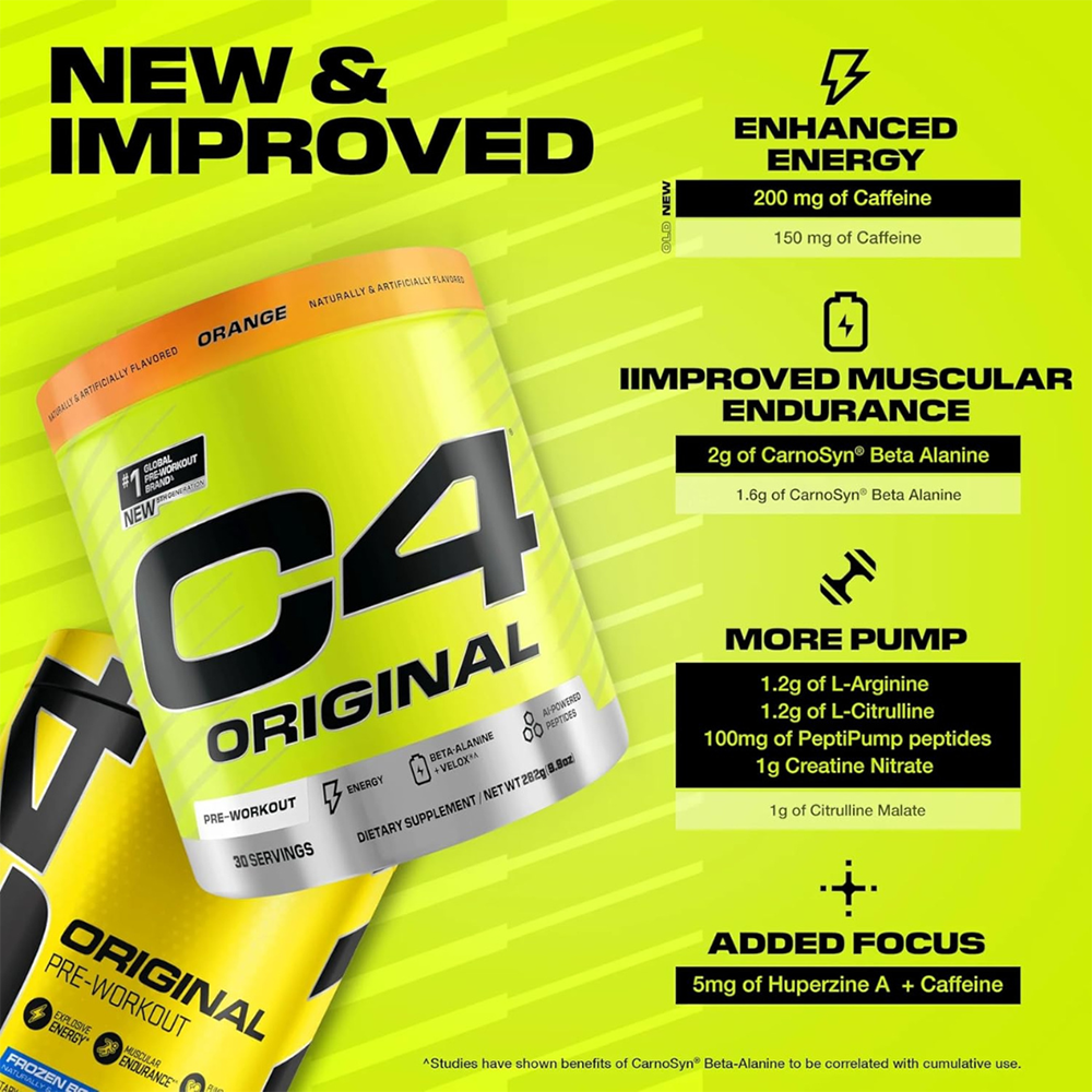 C4 Original Pre Workout Powder Orange Burst Flavor – 30 Servings