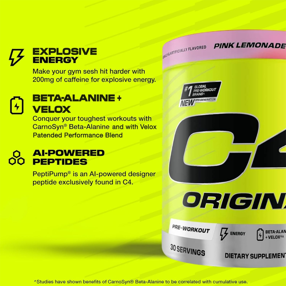 C4 Original Pre Workout Powder Pink Lemonade Flavor – 30 Servings