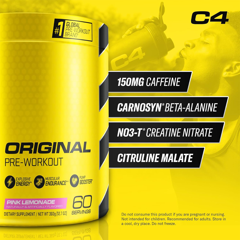C4 Original Pre Workout Powder Pink Lemonade Flavor – 50 Servings