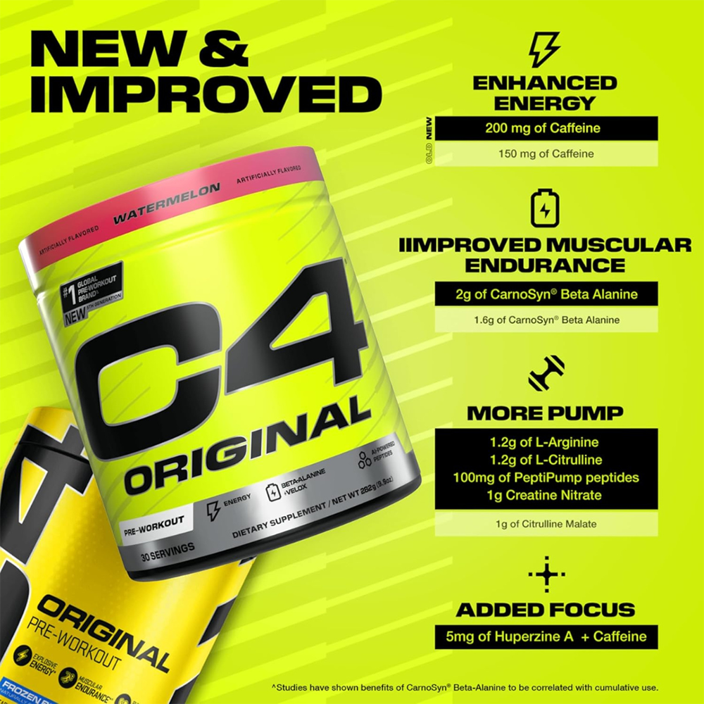 C4 Original Pre Workout Powder Watermelon Flavor – 30 Servings