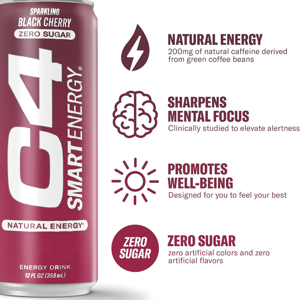 C4 Pre Workout Energy Drink Black Cherry Flavor
