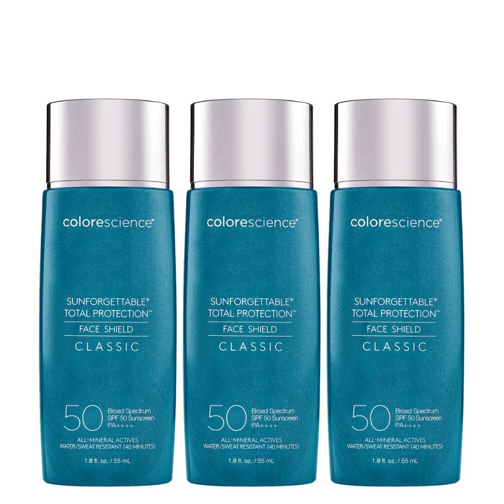 Colorescience Sunforgettable Total Protection Face Shield Classic SPF 50 55ml 3 Pack Set - Beauty Tribe