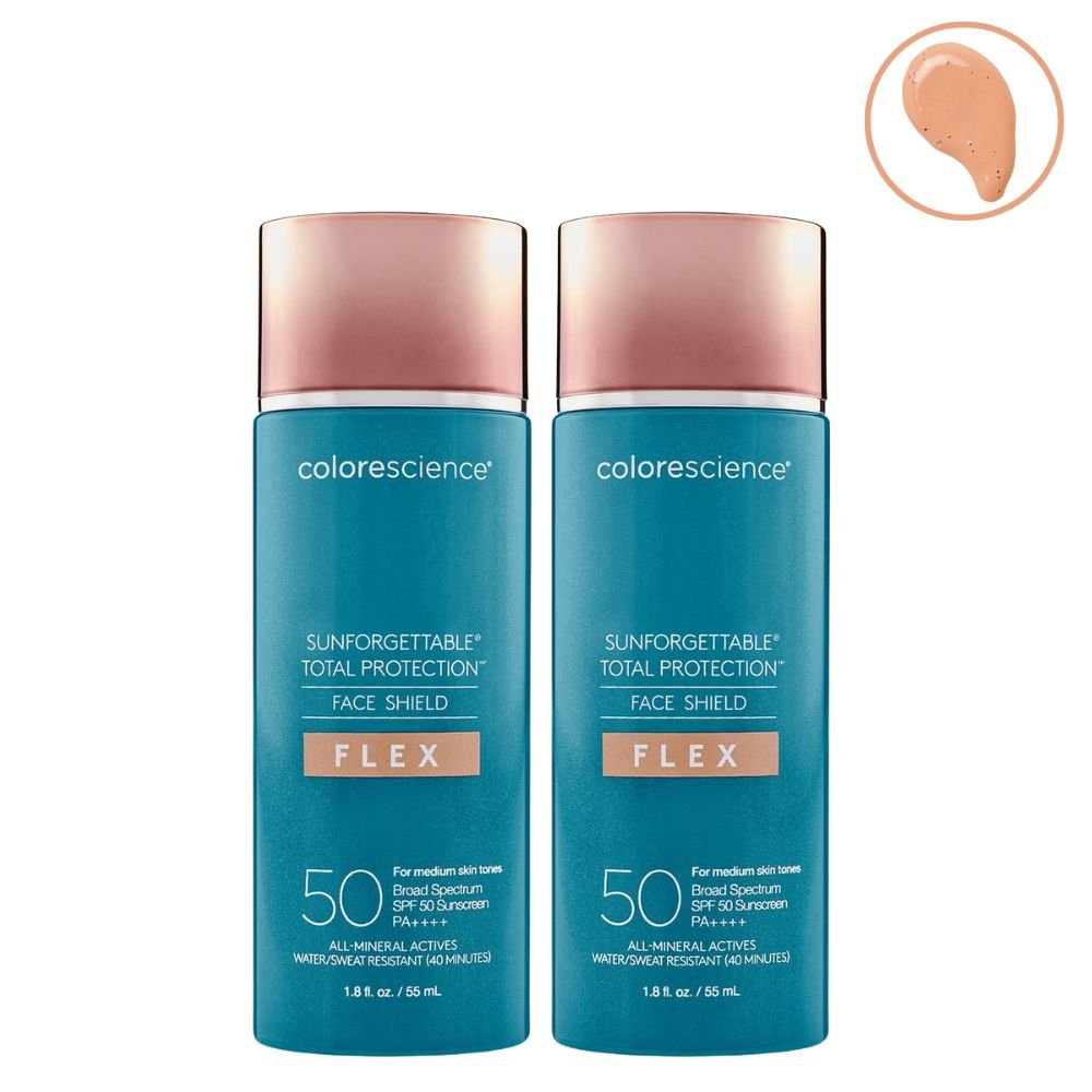 Colorescience Sunforgettable Total Protection Face Shield Flex SPF 50 Medium 55ml 2 Pack Set - Beauty Tribe