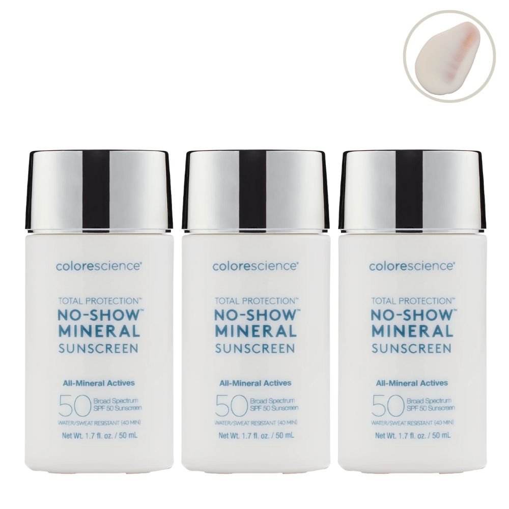 Colorescience Total Protection No Show Mineral Sunscreen SPF 50 50ml 3 Pack Set - Beauty Tribe