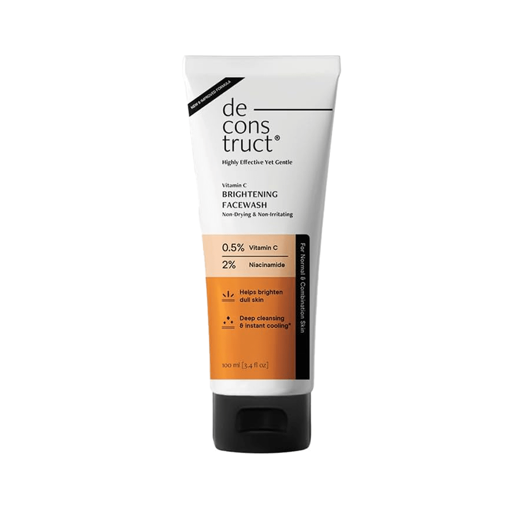 Deconstruct Brightening Face Wash with 0.5% Vitamin C + 2% Niacinamide|For Glowing &amp; Bright Skin|Non-Drying &amp; Non-Irritating Formula|Fades Dark Spots|All Skin Types | Facewash for Men &amp; Women | 100ml - Beauty Tribe