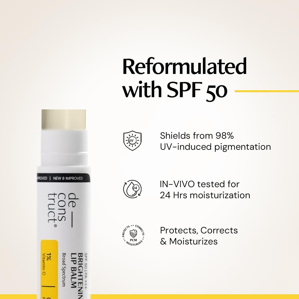 Deconstruct Brightening Lip Balm with SPF 30 | Vitamin C &amp; Resorcinol | Moisturizes &amp; Brightens Pigmented Lips | Murumuru Butter for Dry Lips | Lip Balm for Men &amp; Women| 4g