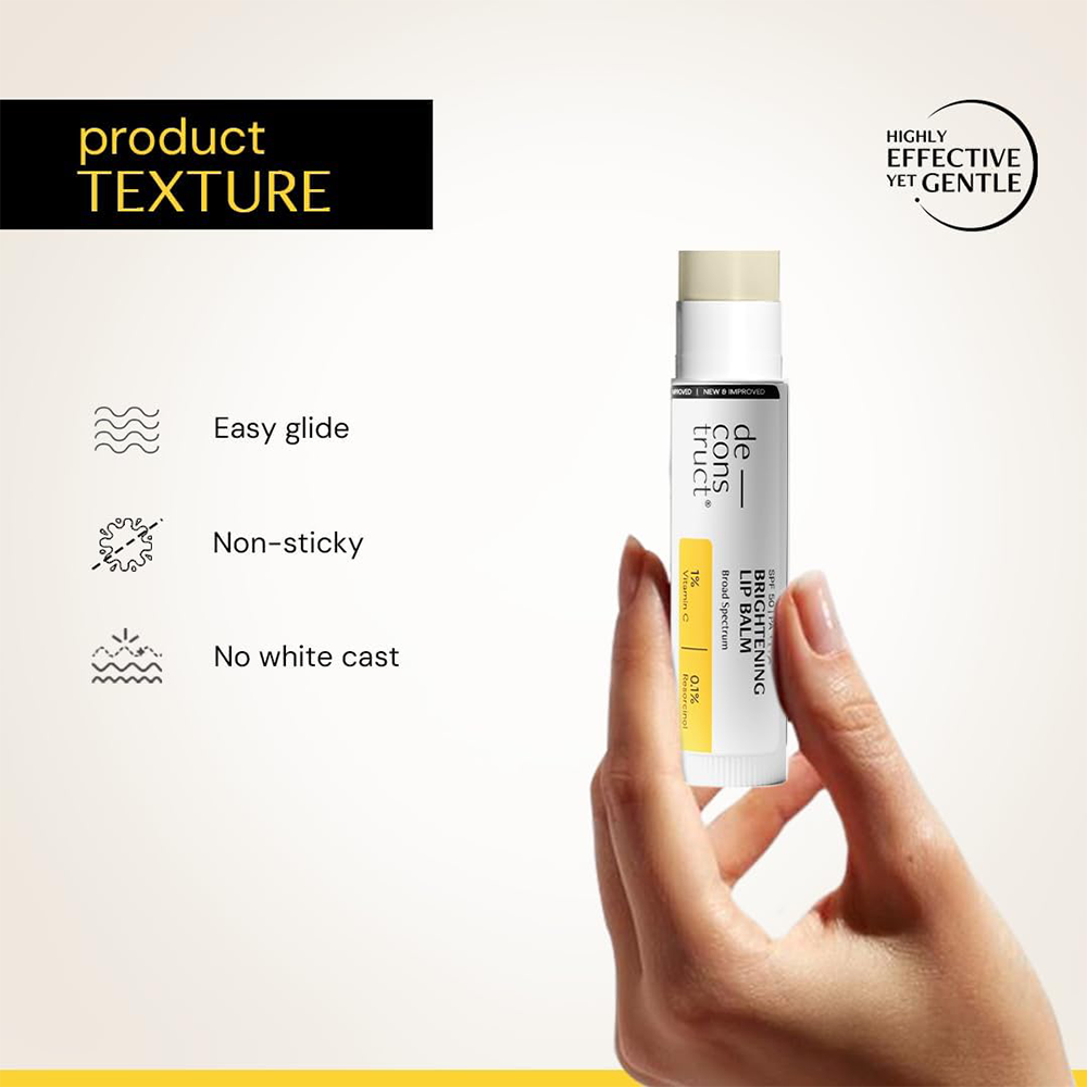 Deconstruct Brightening Lip Balm with SPF 30 | Vitamin C &amp; Resorcinol | Moisturizes &amp; Brightens Pigmented Lips | Murumuru Butter for Dry Lips | Lip Balm for Men &amp; Women| 4g