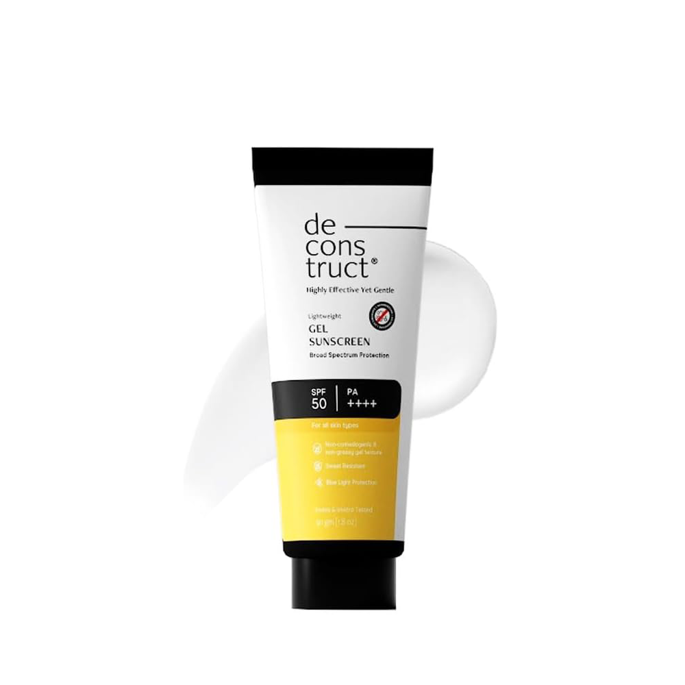 Deconstruct Lightweight Gel Sunscreen| SPF 55+ and PA+++ - No White Cast for Men &amp; Women, 50gm