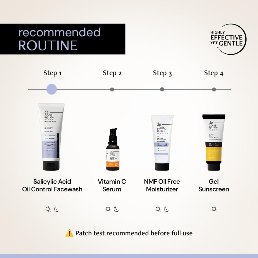 Deconstruct Salicylic Acid Oil Control Face Wash | 0.5% Salicylic Acid +1% Niacinamide | Fragrance-free Face Wash for Oily, Acne &amp; Pimple Prone Skin | pH Balanced &amp; SLS &amp; Paraben Free| 100 ml