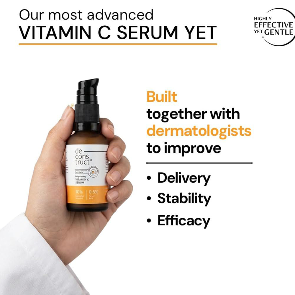 Deconstruct Vitamin C Serum | 10% Vitamin C + 0.5% Ferulic Acid | Face Serum for Sun Damage | For Both Men &amp; Women | 30ML