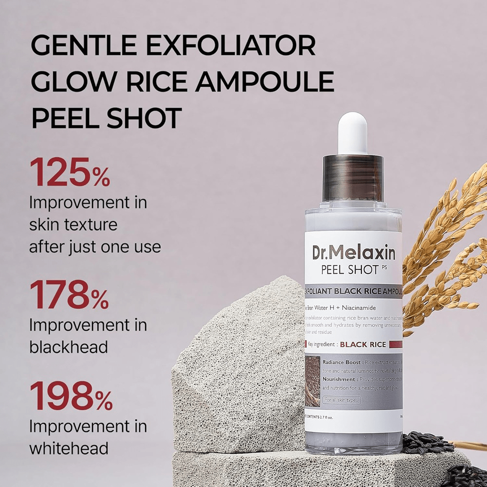 Dr. Melaxin Peel Shot Exfoliating Black Rice Ampoule 80ml - Beauty Tribe