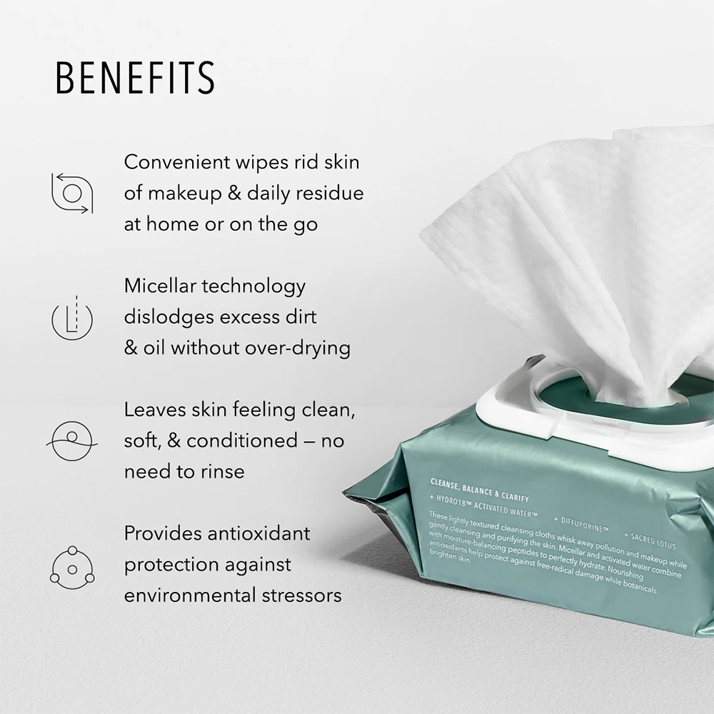 Hydropeptide Hydroactive Cleanse Micellar Face Cloths 30 wipes
