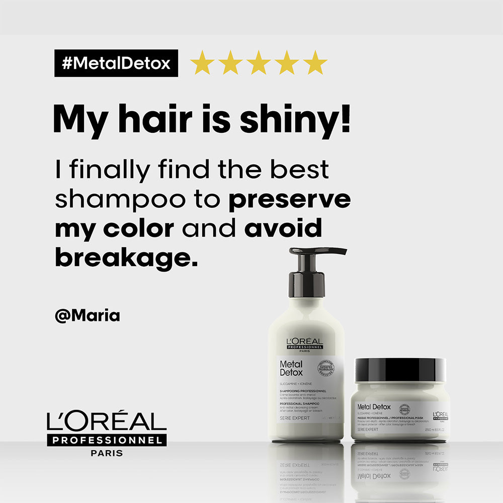 L’Oreal  Professionnel Metal Detox Sulfate Free Shampoo with Glicoamine &amp; Ionene for Hair Breakage 500 ml
