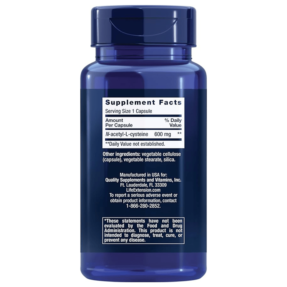 Life Extension N-Acetyl-L-Cysteine 600 mg – 60 Veg Caps - Beauty Tribe
