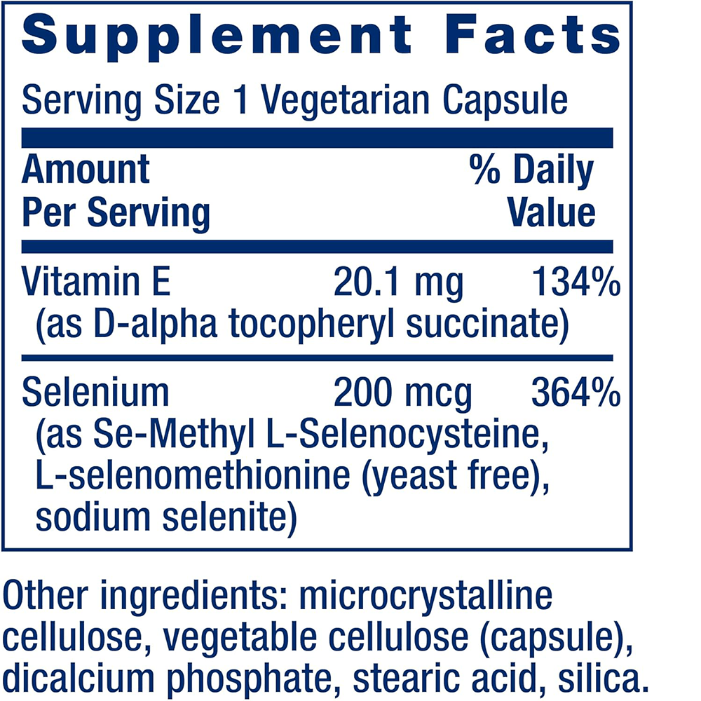 Life Extension Super Selenium Complex with Vitamin E – 100 Veg Caps - Beauty Tribe