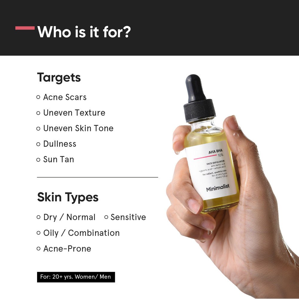 Minimalist 10% AHA BHA Exfoliating Serum 30ml - Beauty Tribe