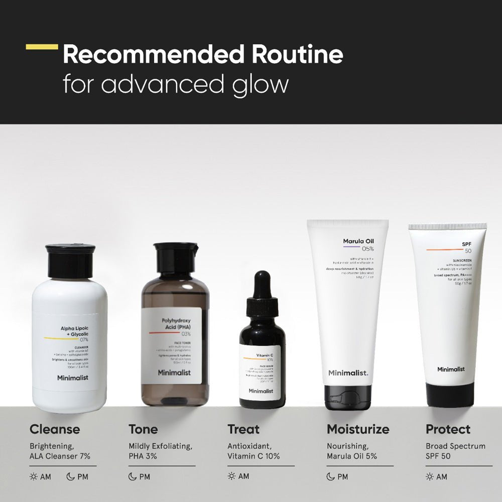 Minimalist 7% ALA &amp; AHA Brightening Face Wash with Vitamin B5, Glycolic Acid &amp; Alpha Lipoic Acid 100ml - Beauty Tribe