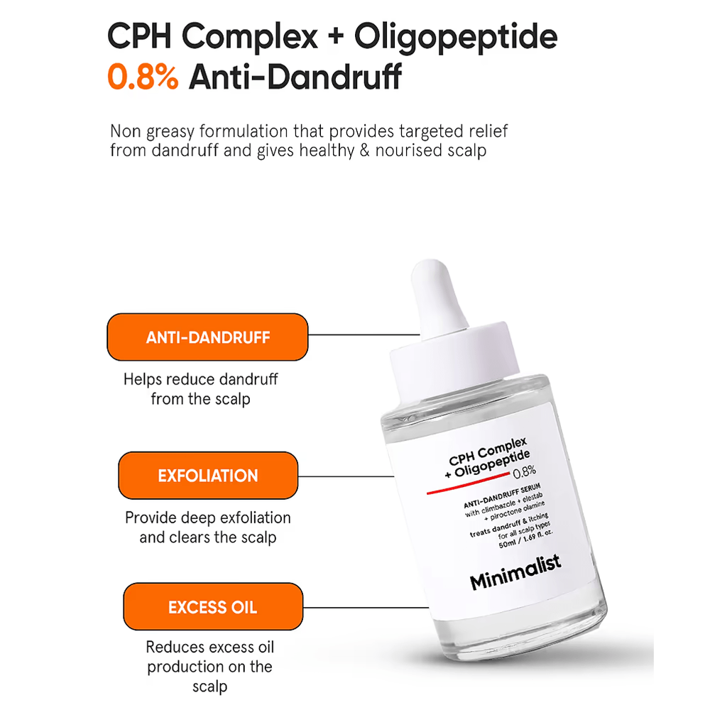 Minimalist Anti - Dandruff Hair Serum with CPH Complex & Oligopeptide 0.8% 50ml - Beauty Tribe