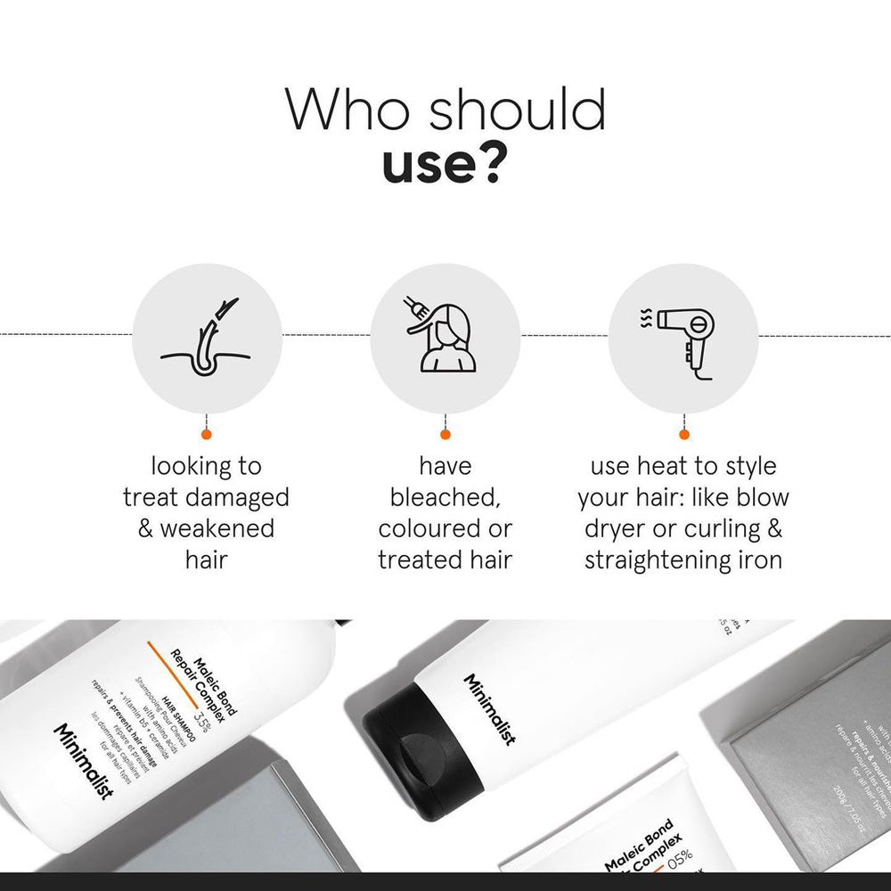 Minimalist Maleic Bond Repair Complex 05% Hair Mask with Transglutaminase, Amino Acids &amp; Ceramides 200 gm - Beauty Tribe