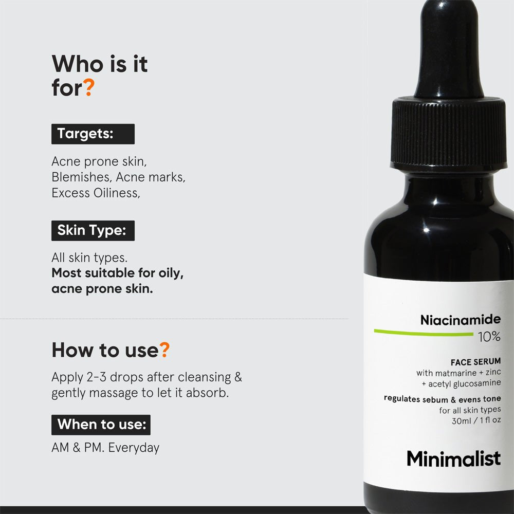Minimalist Niacinamide 10% Skin Clarifying Anti - Acne Face Serum 30ml - Beauty Tribe